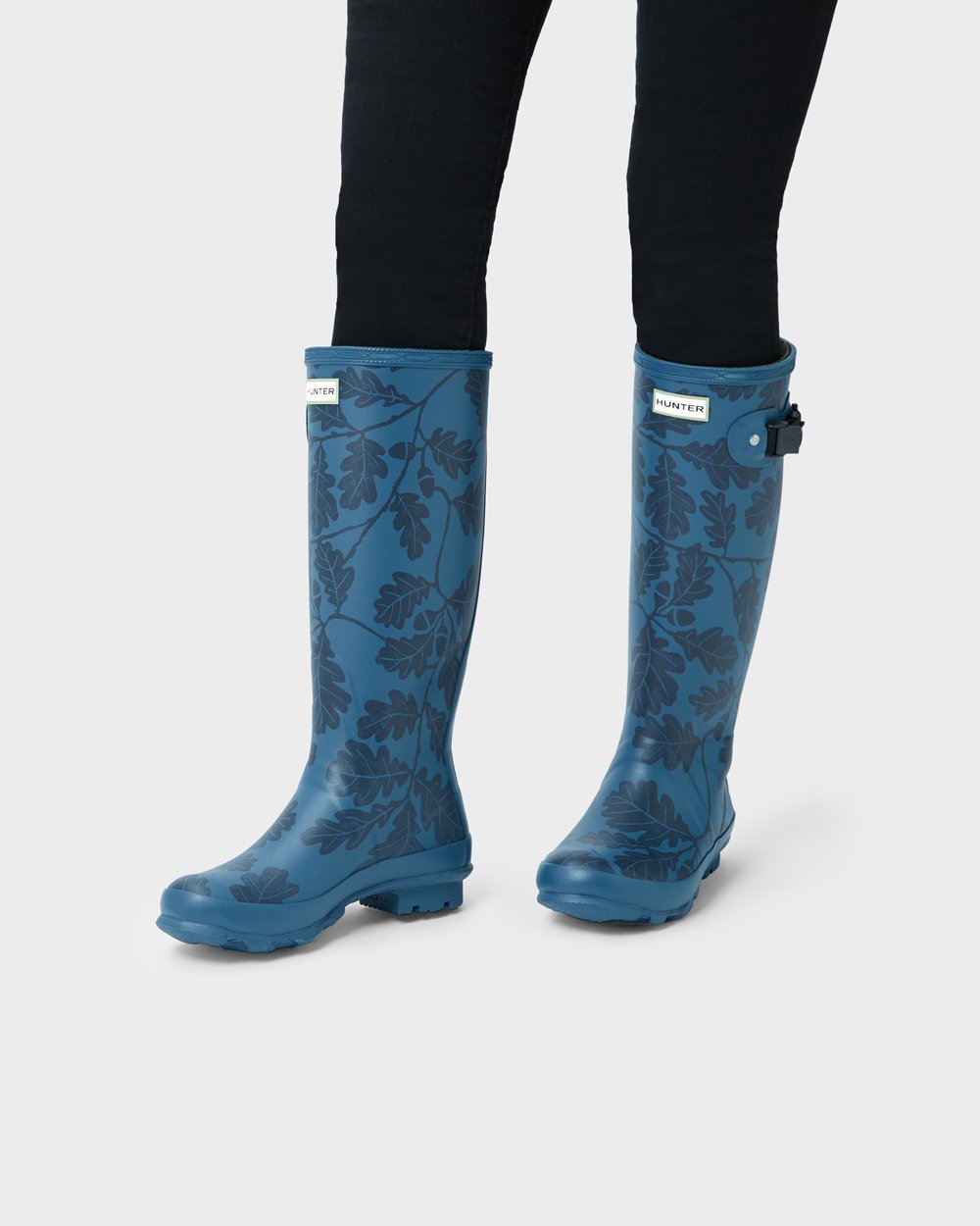 Womens Hunter Tall Rain Boots Blue - National Trust Print Norris Field - 7841960-CL